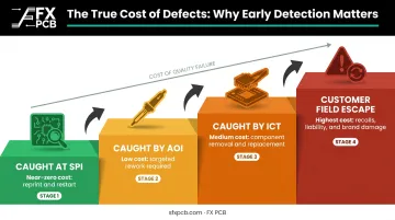 PCB defect cost escalation pathway from SPI catch to field escape recall