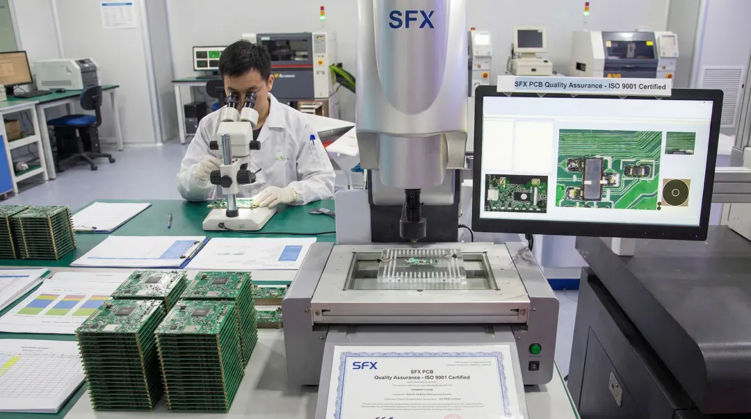 SFX PCB multilayer board quality control inspection process with cross-section verification