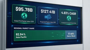 Global PCB market growth projection from 2025 to 2031 statistics infographic