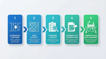 5-step PCB design workflow from schematic capture to fabrication and assembly