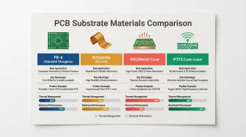PCB substrate materials comparison FR-4 polyimide metal core and PTFE properties