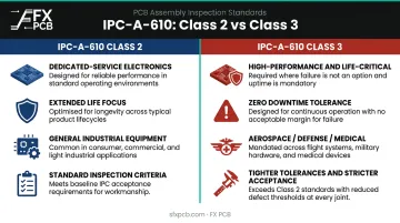 IPC-A-610 Class 2 versus Class 3 industrial PCB standards side-by-side comparison