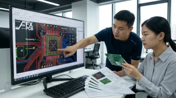 Engineer and PCB manufacturer collaborating on design for manufacturability review in real time