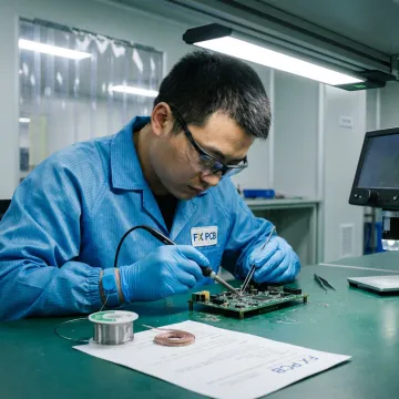 Technician assembling a mixed technology PCB