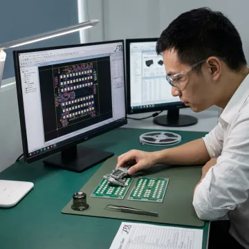 Engineer reviewing LED PCB design