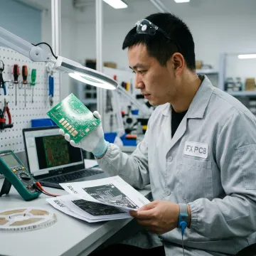 Engineer reviewing a single sided PCB design process