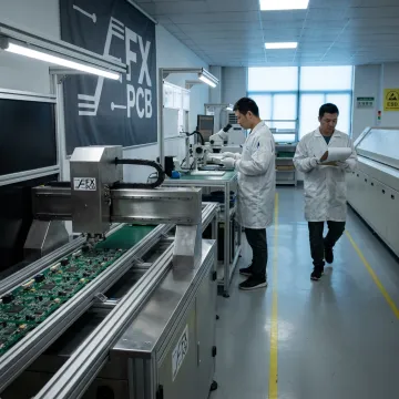 Automated electronics manufacturing line assembling PCBs
