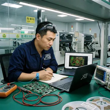 Engineer reviewing PCB assembly process