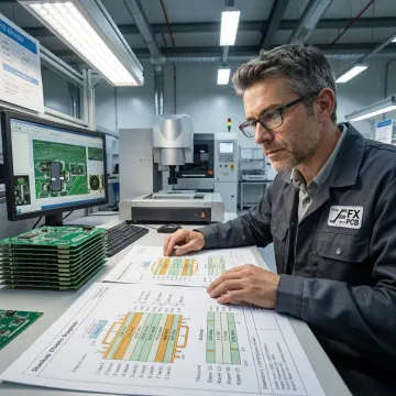 Engineer reviewing PCB impedance stackup