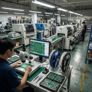 BGA PCB assembly inspection on an electronics manufacturing line
