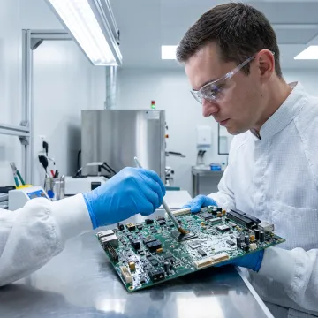 High density PCB receiving conformal coating