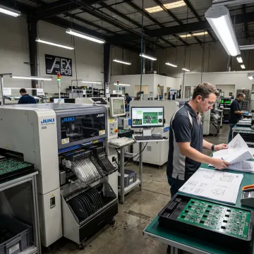 Engineer reviewing PCB assembly process