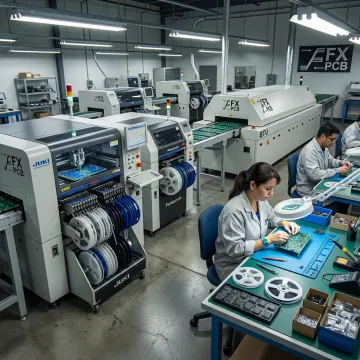 PCB assembly production line with circuit boards