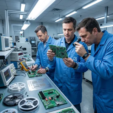 PCBA prototype assembly line with circuit boards