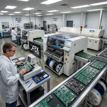Military PCB prototype assembly in progress