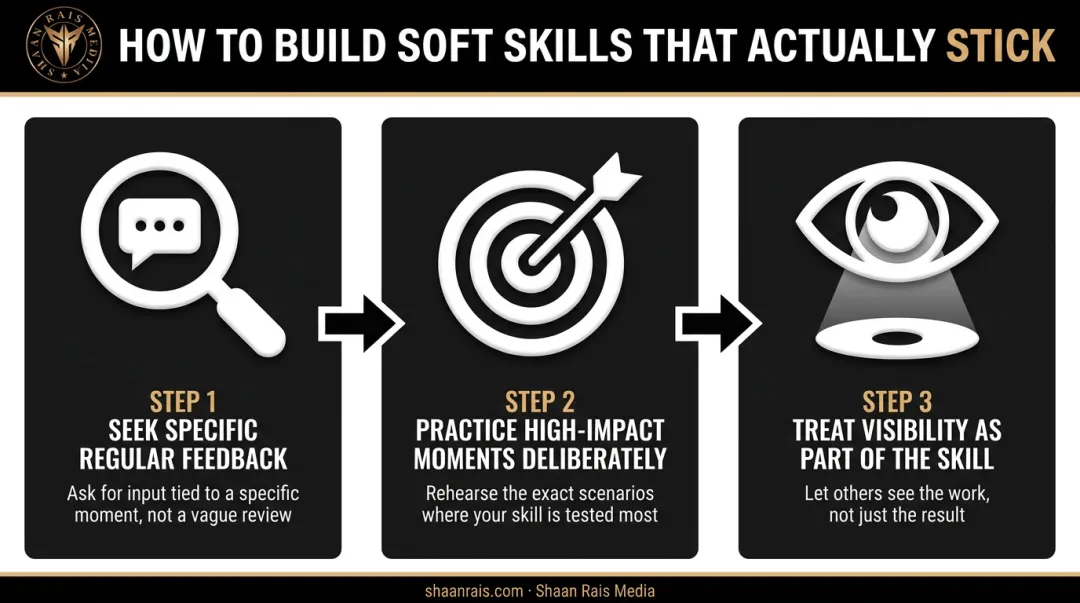 Three-step practical process for building soft skills through feedback and practice