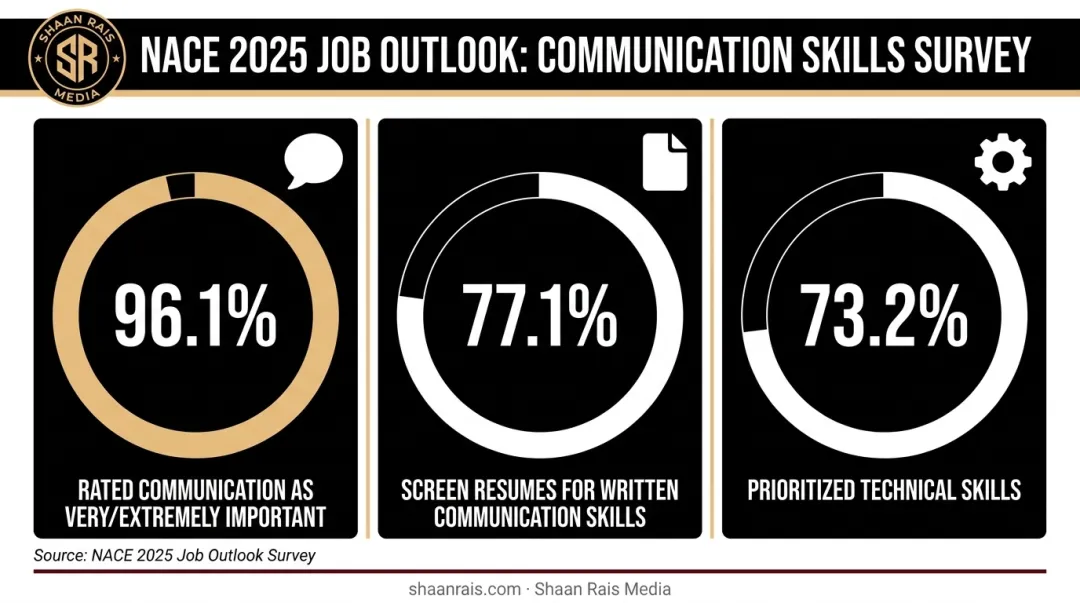 Employer survey statistics on communication skills versus technical skills importance