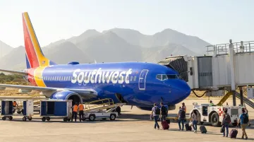 Southwest Airlines Boeing 737 aircraft at airport gate during boarding