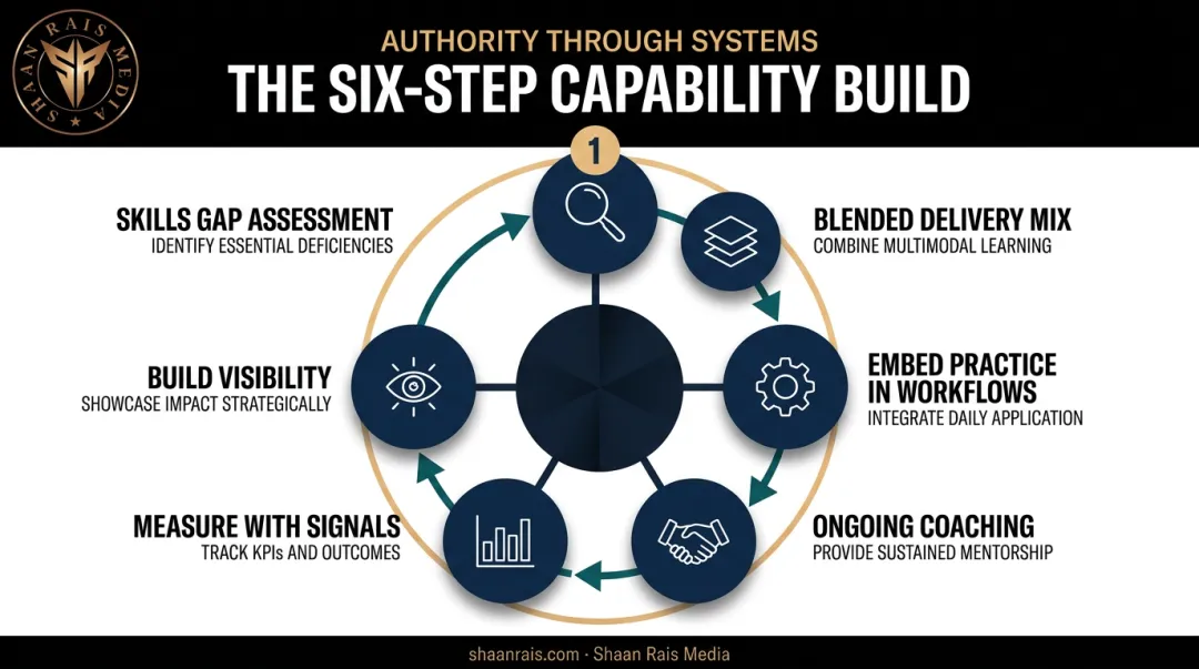 6-step soft skills training program building process flow diagram