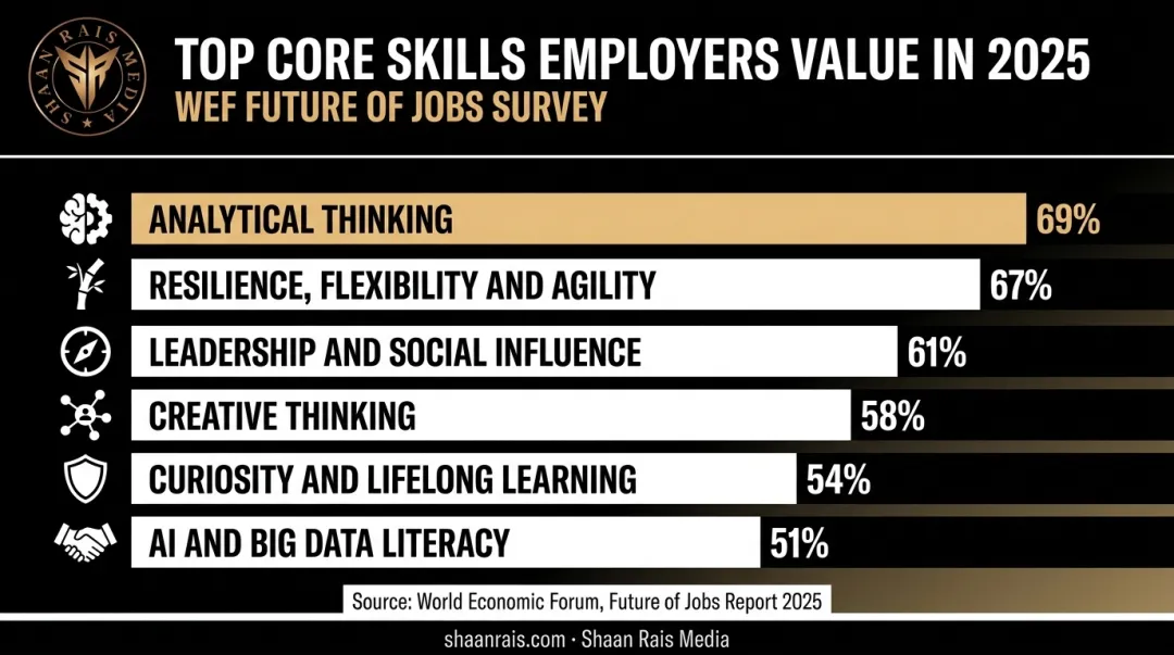 Top employer-ranked skills for 2025 including analytical thinking and resilience
