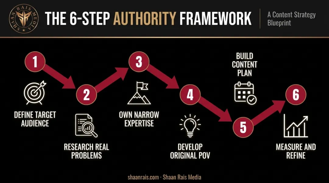 6-step thought leadership strategy build process from audience to measurement