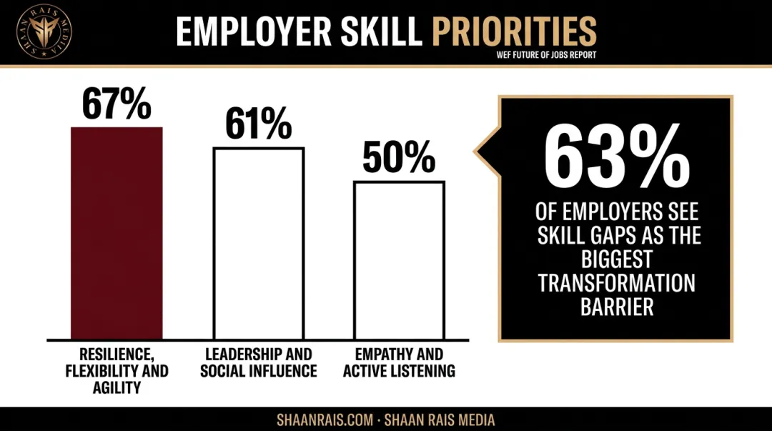 Employer priorities on human skills gaps statistics from WEF report