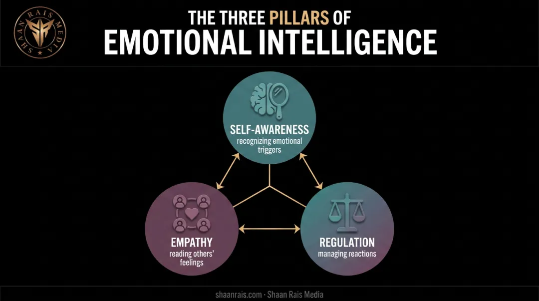 Three components of emotional intelligence self-awareness empathy regulation breakdown