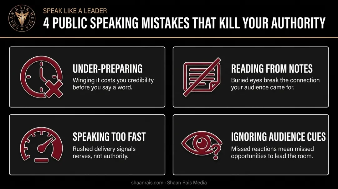 Four common public speaking mistakes that undermine delivery and audience connection