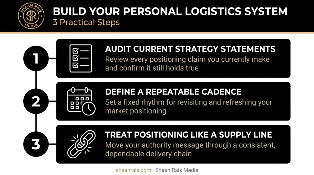 Three-step logistics system audit cadence and positioning framework for professionals