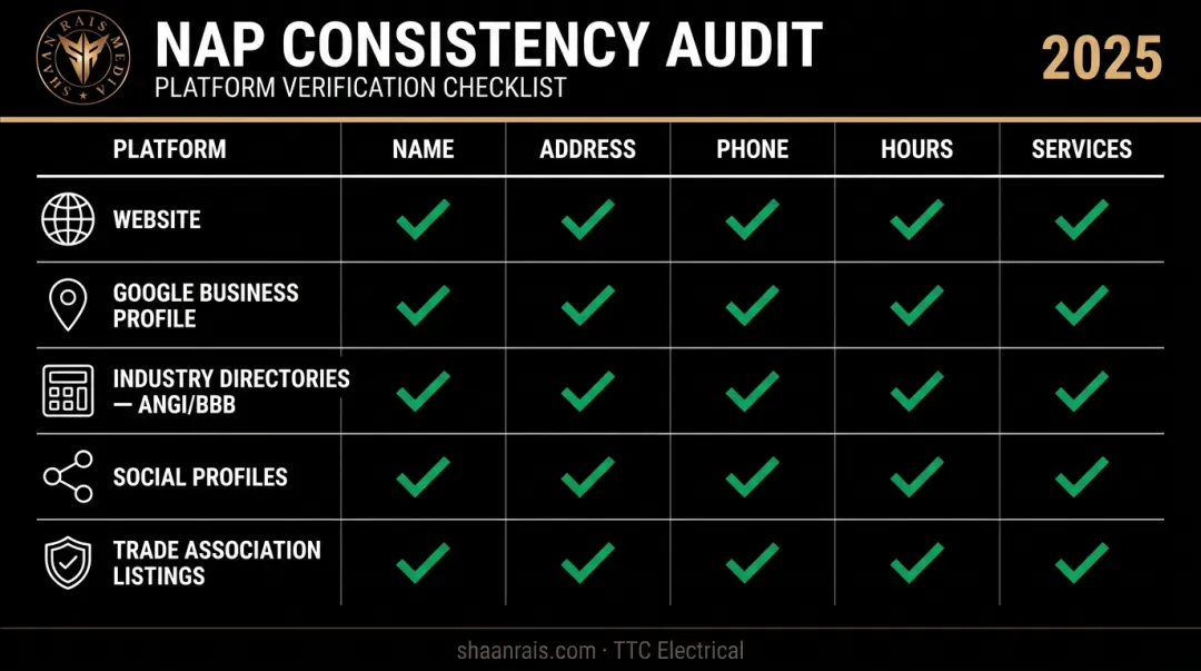 Five-platform business data consistency audit checklist for AI search visibility
