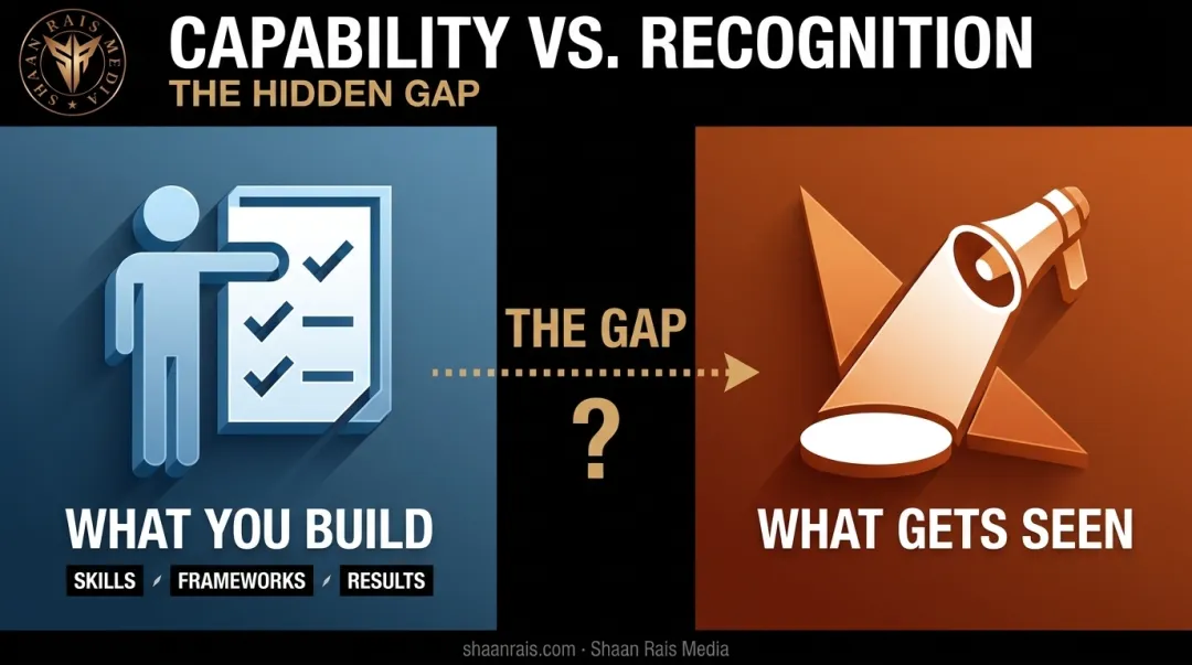Skill versus visibility gap diagram showing capability without recognition