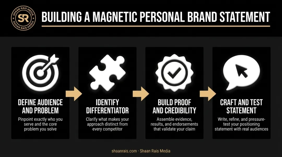 Four-step self-positioning framework from audience definition to statement testing