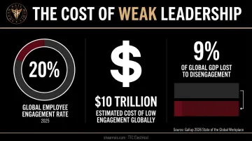 Global employee engagement rate and productivity loss cost statistics visual breakdown