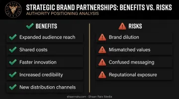 Co-branding benefits versus risks comparison with key factors listed