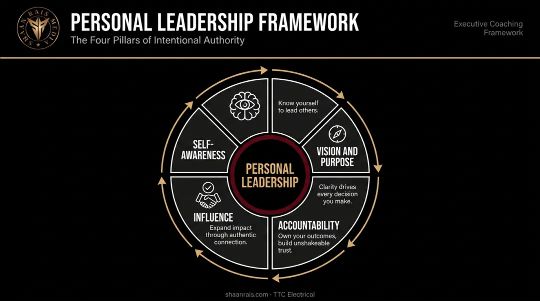 Four core elements of personal leadership interconnected framework diagram
