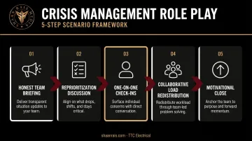 5-step crisis management leadership role play scenario process flow diagram