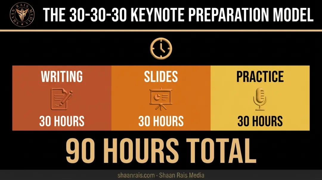 Speaker preparation time breakdown for writing slides and rehearsal