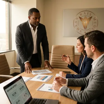 Consultant reviewing sales pipeline strategy