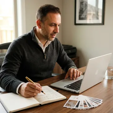 Entrepreneur planning a virtual business simulation