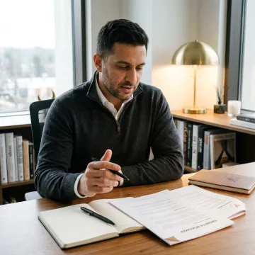 Advisor reviewing brand strategy with business leader