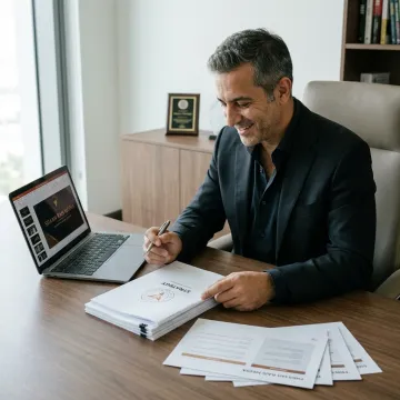 Executive reviewing brand messaging strategy