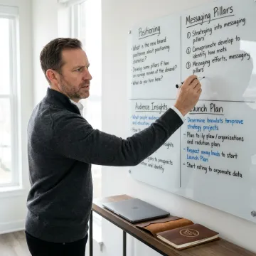 Brand strategist mapping messaging framework