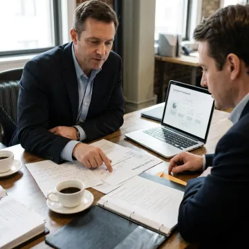 Business coach reviewing growth strategy with a client