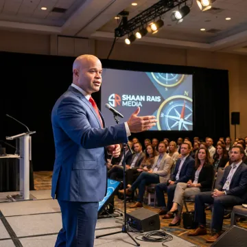Expert speaker presenting on stage