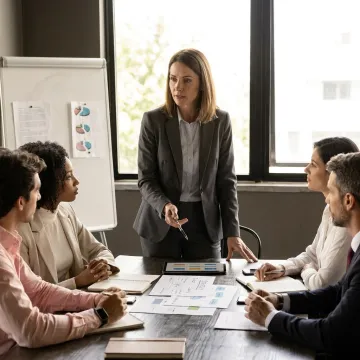 Business leader guiding a management team