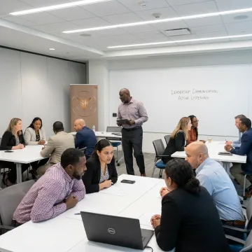 Leadership trainer guiding a listening workshop