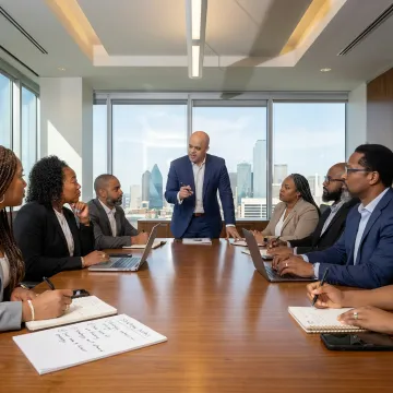 Dallas executives networking in a conference room