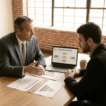 Consultant mapping business growth strategy