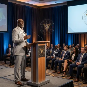 Executive keynote speaker at a corporate event