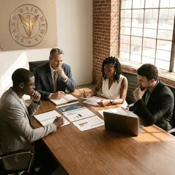 Business leaders in a strategic council session